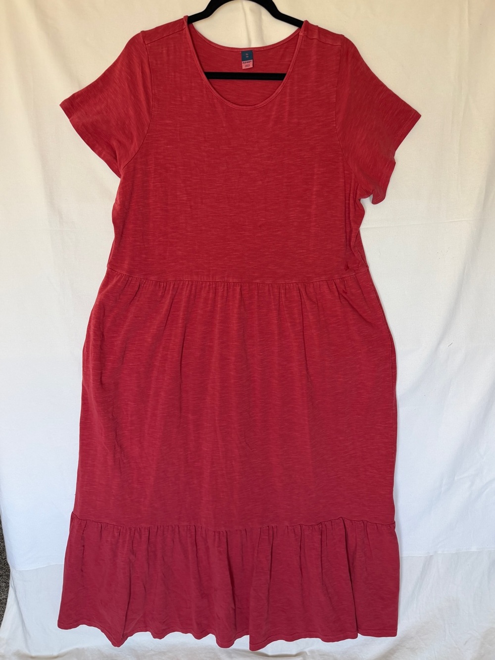 Old Navy Red Short-Sleeve Peplum Tiered Maxi Dress size XL